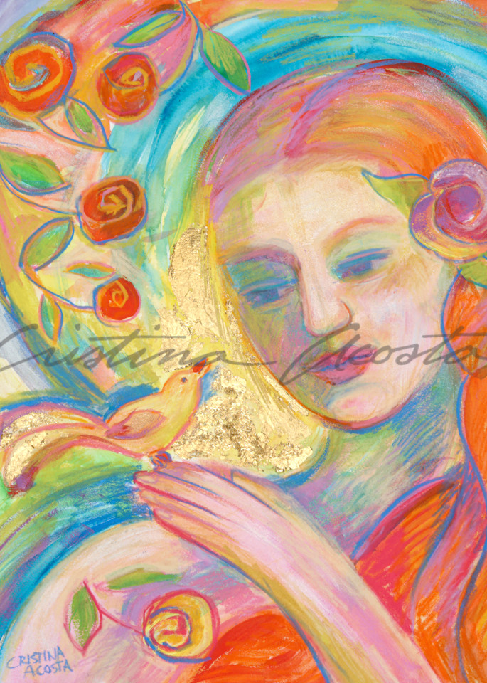 Yellow Bird Singing Art | Cristina Acosta Art & Design llc