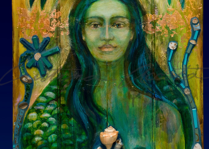 La Sirena The Green Mermaid Exvoto Retablo Altar