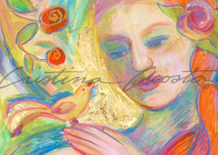 Yellow Bird Singing Art | Cristina Acosta Art & Design llc