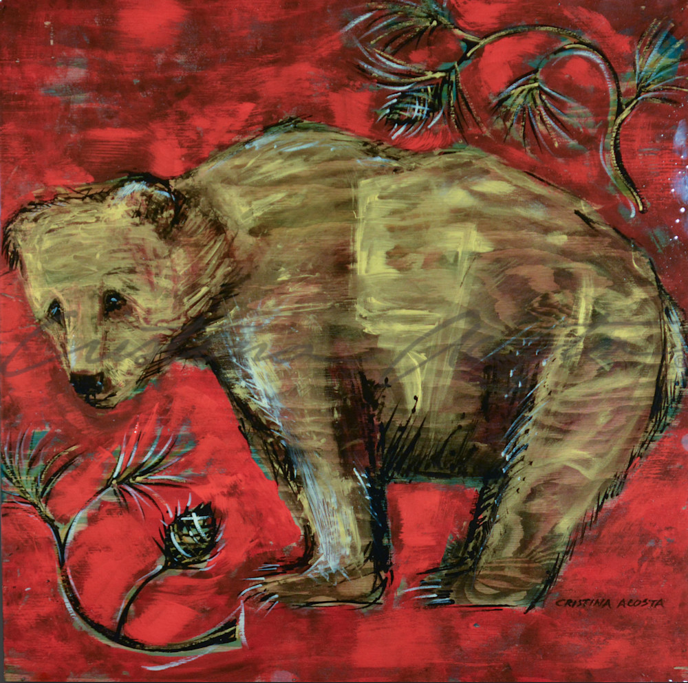 Golden brown bear painting