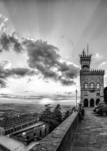 Church And Sunset   San Marino   Italy B&W Photography Art | Northern Light