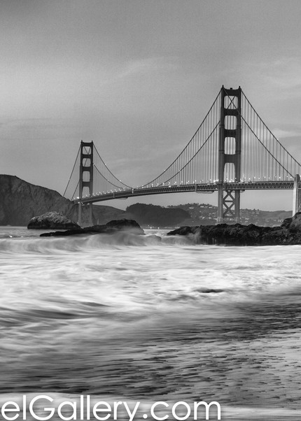 Dusk Golden Gate BW