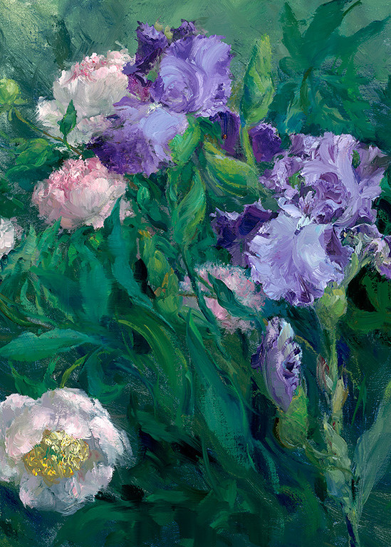 Violet Iris with Peonies, Joe Anna Arnett