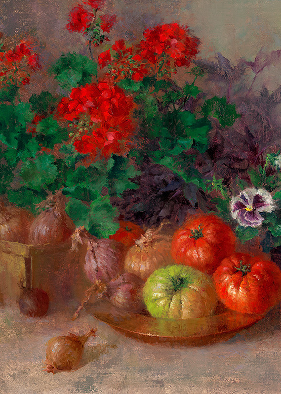 Heirloom Tomatoes and Geraniums