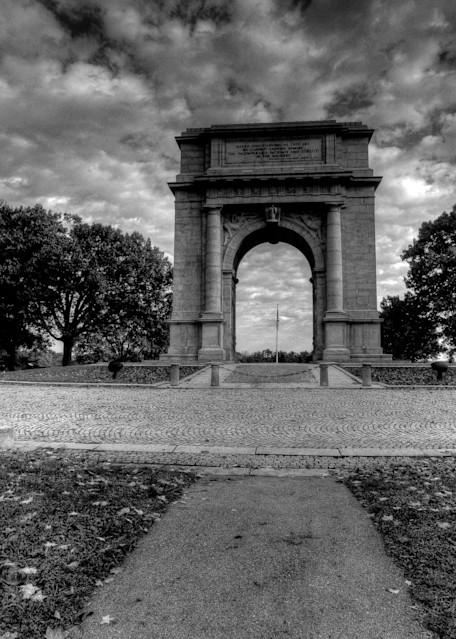 A Black and White Fine Art Photograph of the National Monument n Valley Forge by Michael Pucciarelli