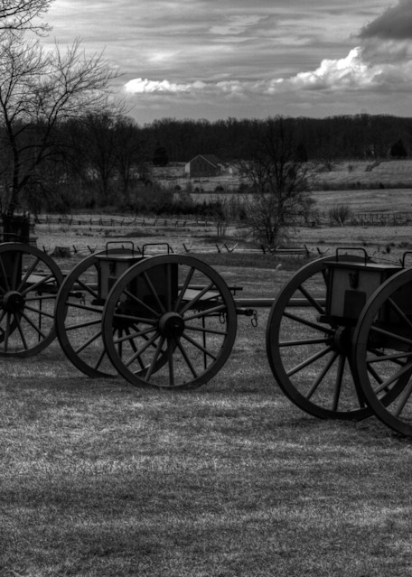 A Black and White Fine Art Photograph of Canons in Gettysburg by Michael Pucciarelli