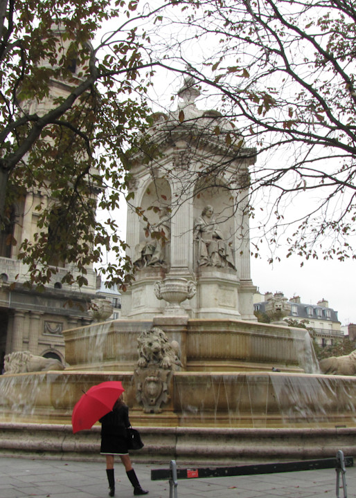 St. Sulpice Fountain And A Bit Of Red Photography Art | Photoissimo - Fine Art Photography