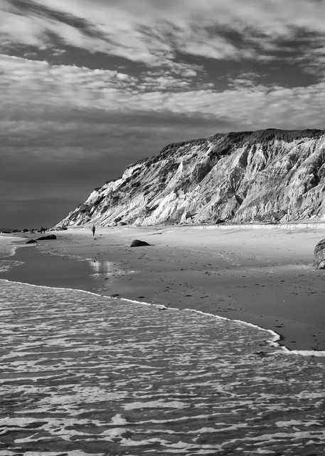 "Gay Head Bluffs" Black and white Martha's Vineyard beach photography