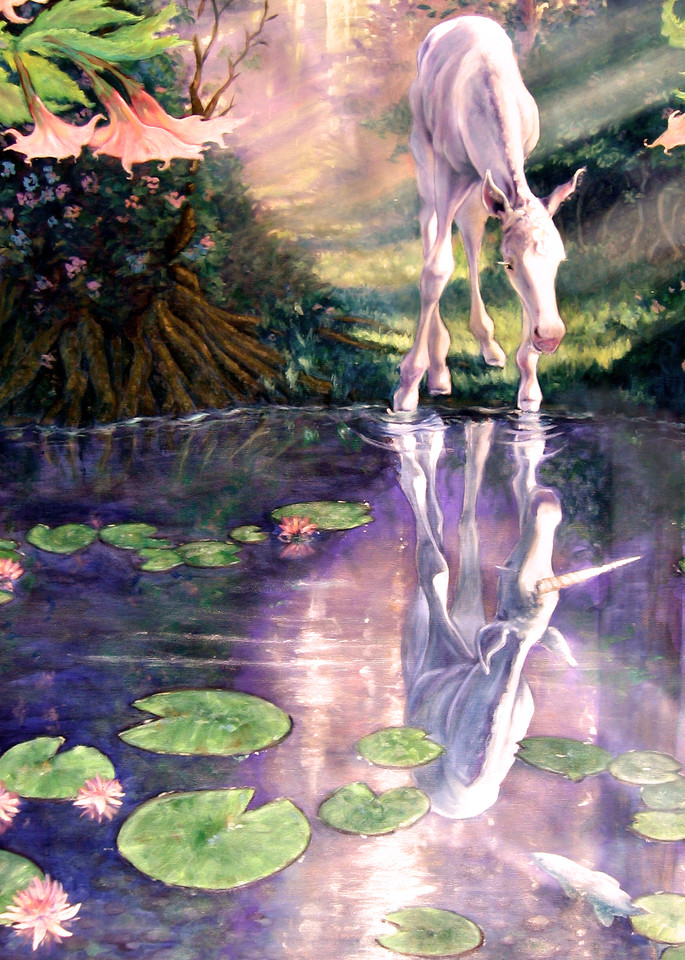 Pool of Potential, baby unicorn inspiring art print