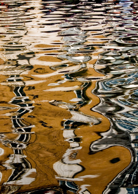 Fine art photograph of abstract reflections on the Saint Martin Canal, Paris