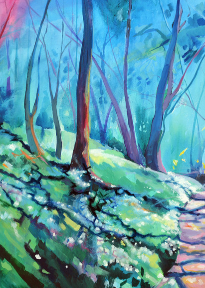 Colourful woodland fine art print.
