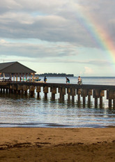 Hanalei Pier Rainbow Rainshowers Kauai