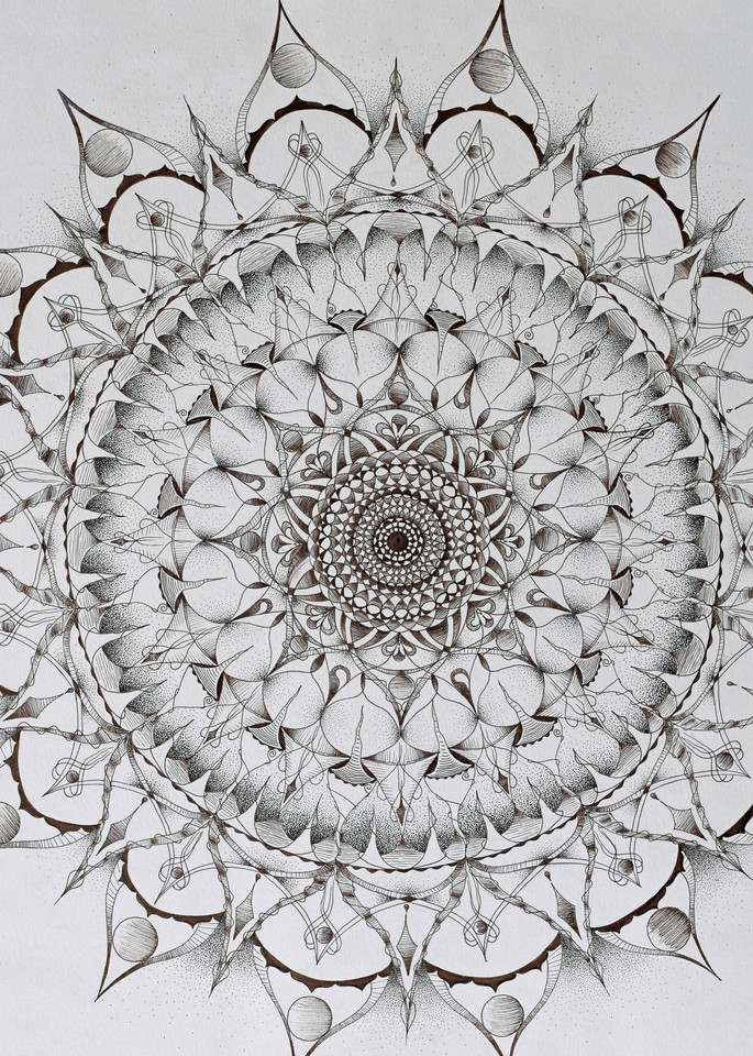 Dawning Roots | Mandala Nature Sacred Geometry Culture Art | Pointillism | Stipple Art | Ink Drawing | Wall Art | Prints | Jacqueline Renée | 11thDC.com