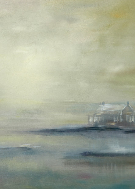 Thimble Islands in the fog painting by Holly Whiting