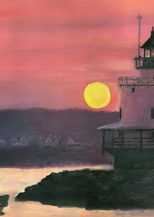 Lighthouse: Peach Sunset Art | Blissful Bonita Art Studio & Gallery