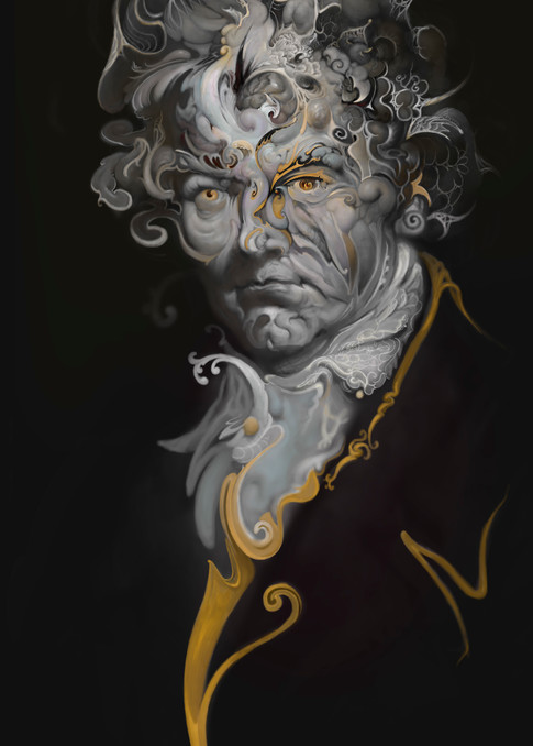 “LUDWIG,” by Burton Gray - Surreal Beethoven painting.