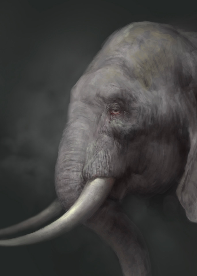 Burton Gray’s “HEATHER,” painting of a gray elephant.