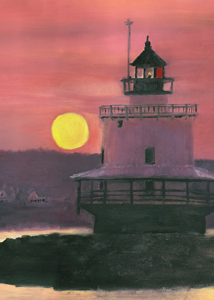 Lighthouse Peach Sunset Vertical Art | Blissful Bonita Art Studio & Gallery