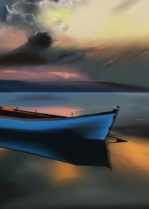 Boat At Sunset Art | Dave Fox Studios