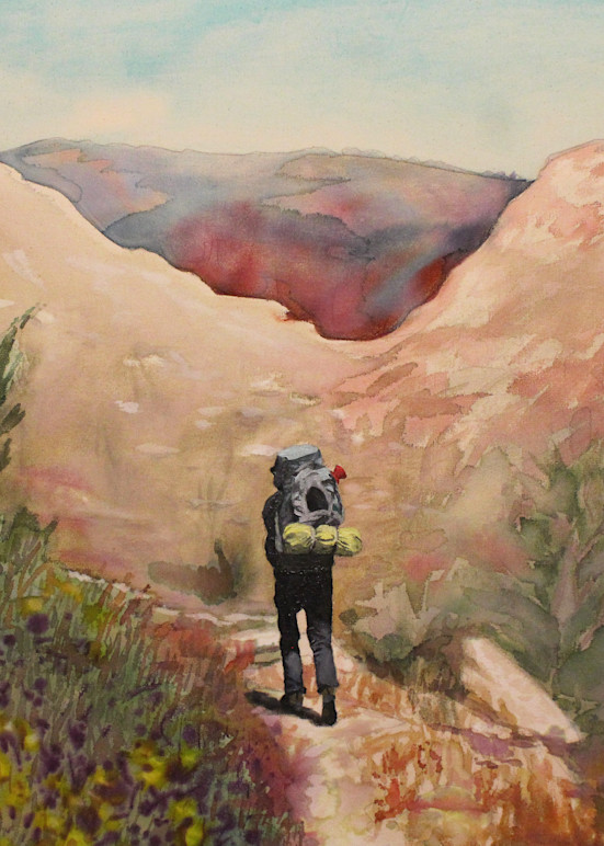 Hetch Hetchy Hiker Landscape Painting by Michael Serafino Available on