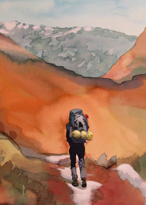 Hetch Hetchy Hiker 2  Landscape Painting by Michael Serafino on Wet Paint NYC -  Prints on Canvas, Paper or Metal