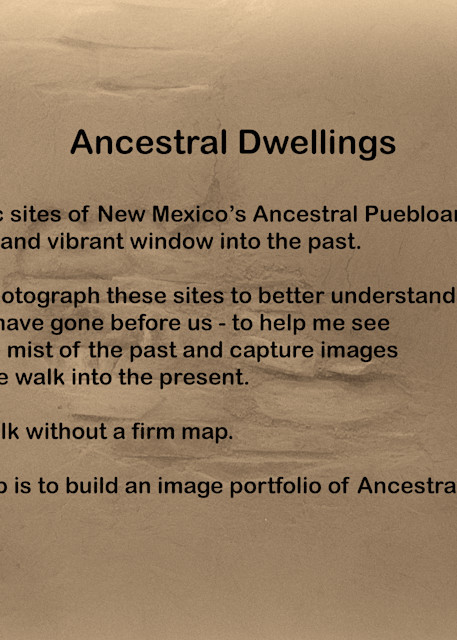 Ancestral Dwellings Statement, d'Ellis Photographic Art photographs, Elsa