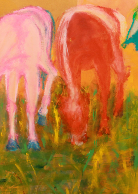 Three Horses Grazing Art | Pam White Art