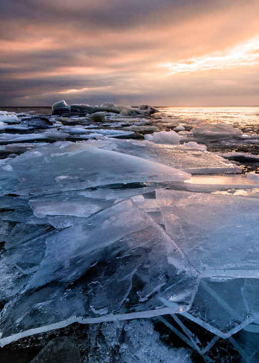 Shattered Ice along Lake Superior at sunrise in Duluth, MN