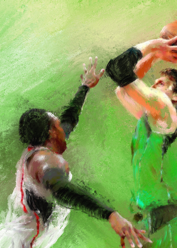 Contested Basketball painting | Sports Artist Mark Trubisky | Custom Sports Art