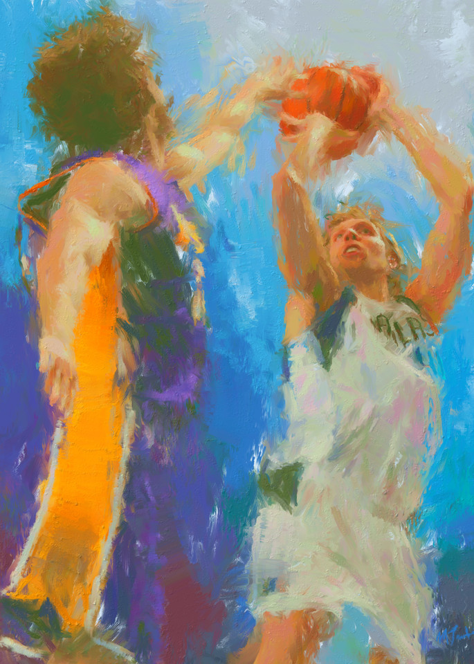 Dirk Nowitzki painting | Sports artist Mark Trubisky | Custom Sports Art