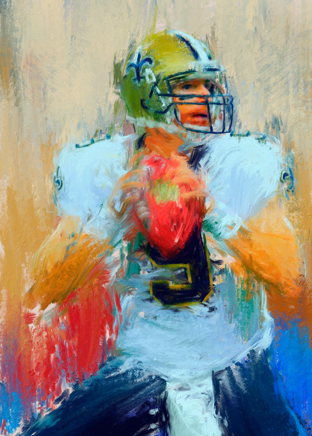 Drew Brees painting | Sports artist Mark Trubisky | Custom Sports Art