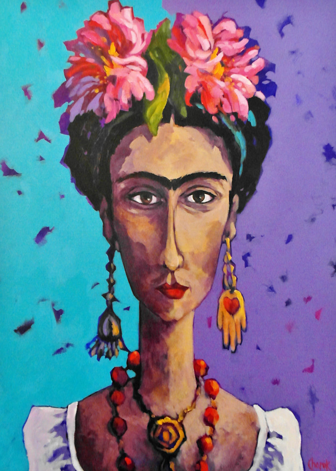 Frida With Pink Flowers Art | Jill Charuk Art