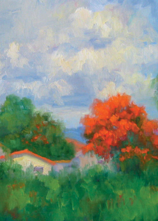 Acacias And Red Roofs Art | B. Oliver, Art