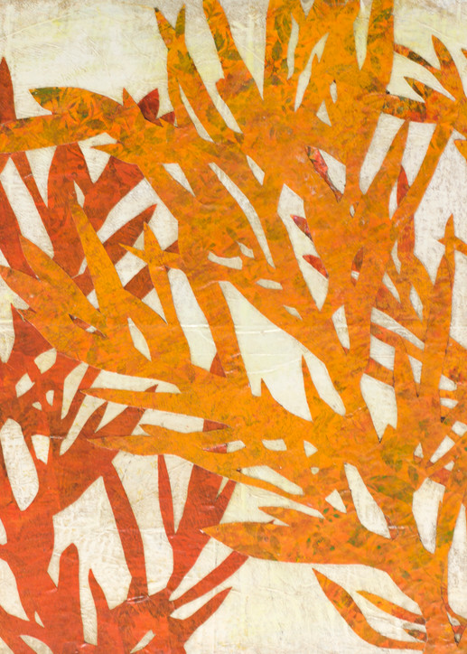 Orange Plant Silhouette Art | Karen Sikie Paper Mosaic Studio