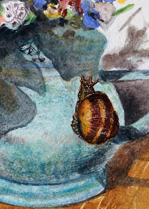 Snail on The Watering Can -  Fine Art Prints on Canvas, Paper, Metal & More by Irina Malkmus