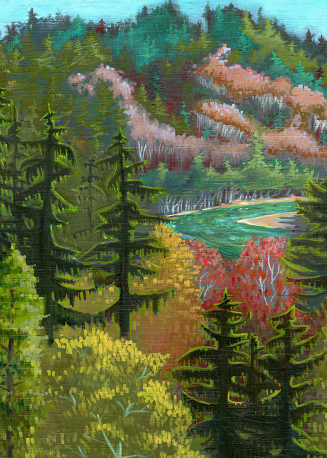 Fall on the Chetco Painting by Spencer Reynolds