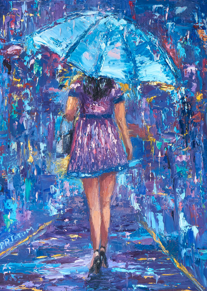 Under My Blue Umbrella Iii Art | Pamela Ramey Tatum Fine Art