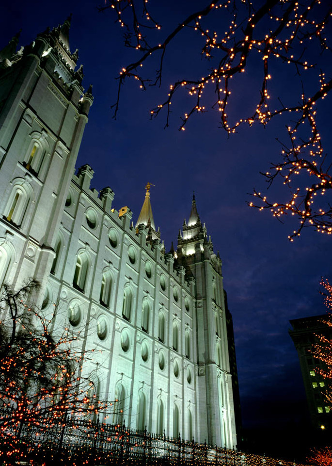 Salt Lake City Temple - Christmas Looking Up