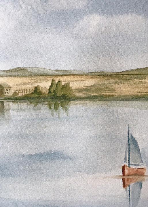 Watercolor sailboat painting by Holly Whiting