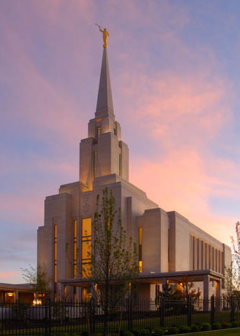 Oquirrh Mountain Temple - Panoramic Pink Clouds
