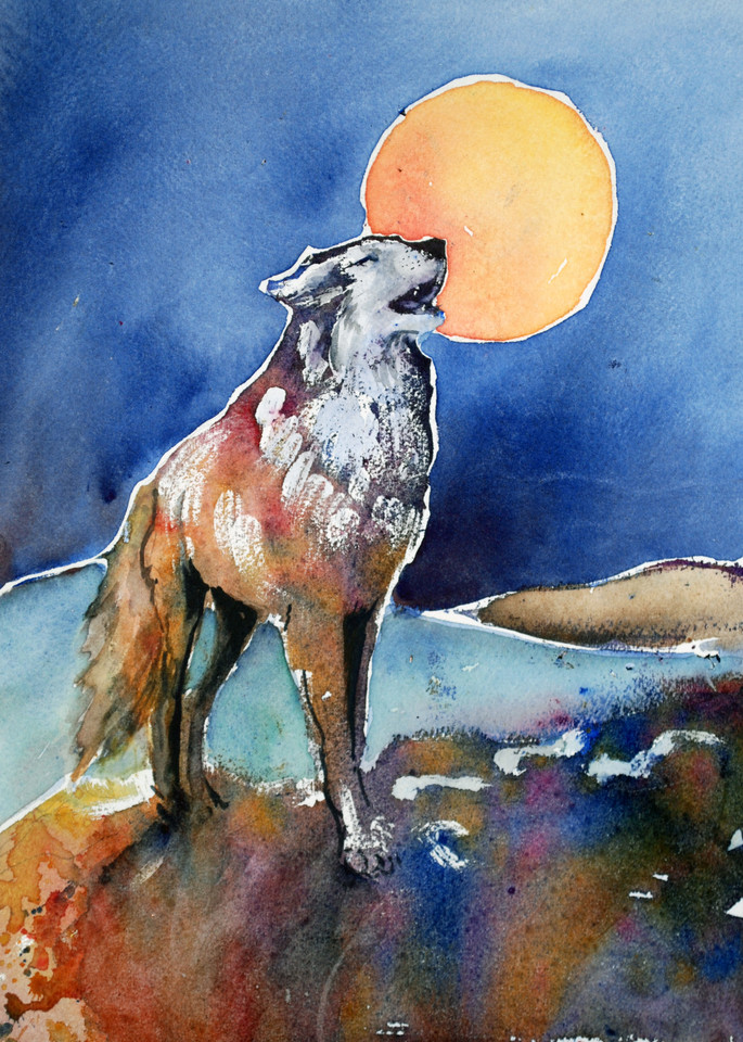 Moon Song Spirit Wolf Art Print 