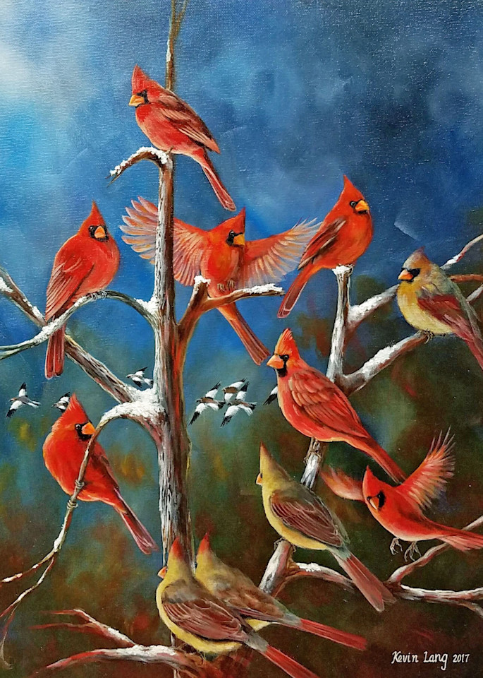 Cardinal Family Tree Art | Kevin Lang Fine Art