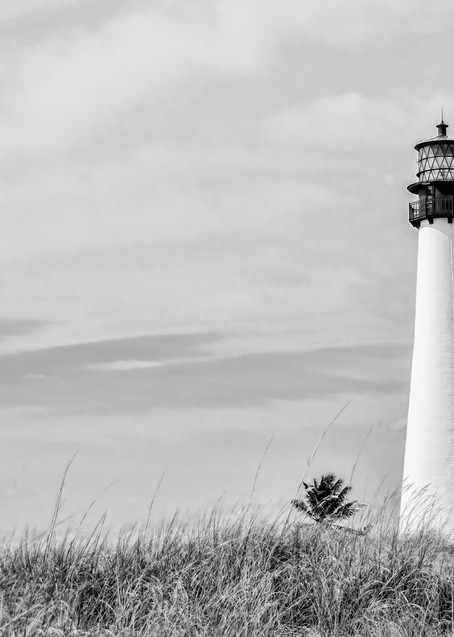 The Cape Florida Lighthouse in Key Biscayne, Florida, Black and White