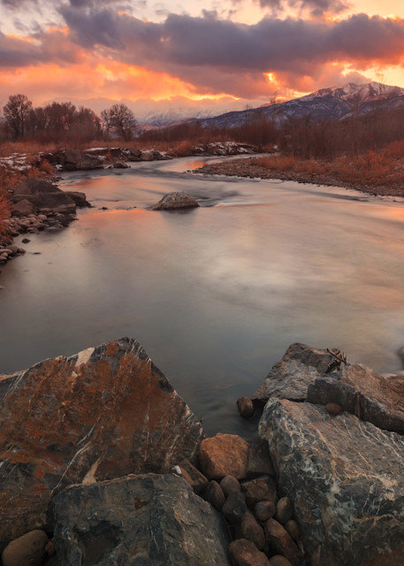 winter sunset at the provo river