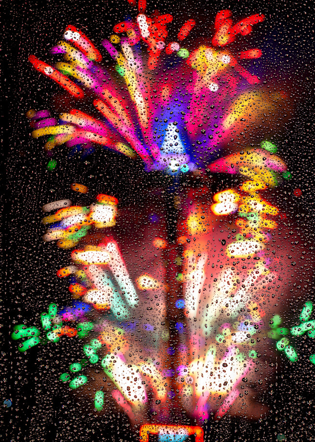 New Year Countdown Fireworks Raindrops