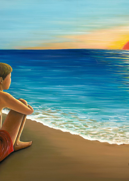 Mounira Francis, religious, painting,beach,sunset