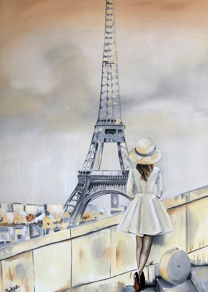 Eiffel, Tower, Paris, Painting, Fashion, Chic, Female