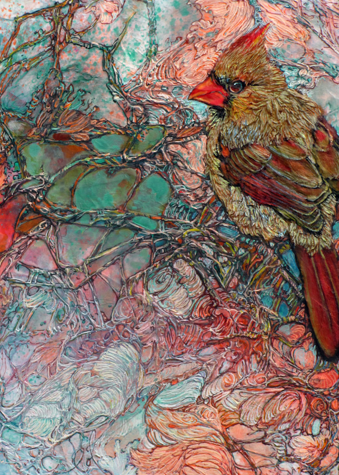 Thicket Starlet, Cardinal | Col Mitchell Contemporary Paper Artist