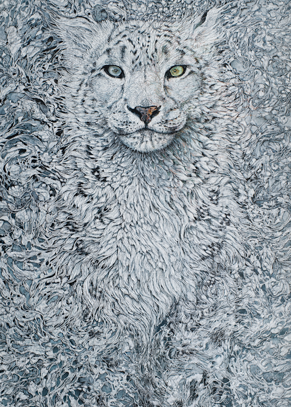 Winter's Ghost, Snow Leopard | Col Mitchell Contemporary Paper Artist