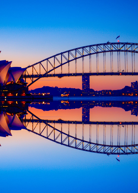 Reflected Icons - Sydney Harbour Bridge Sydney Opera House - Sydney NSW Australia